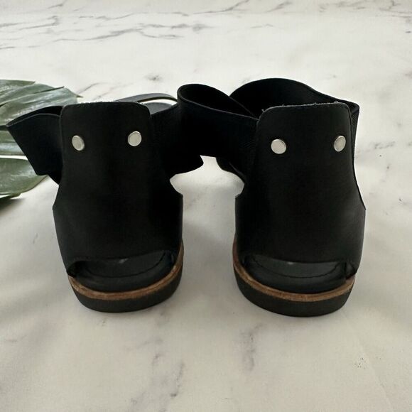 Sorel Womens Ella Flat Sandals Size 10 Black Leather Ankle Wrap Straps - Picture 5 of 7